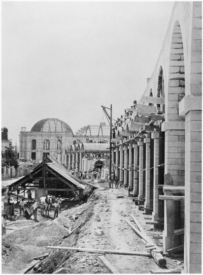 Construction of the viaduct bridge of Auteuil near Auteuil station, Paris, c.1900 by French Photographer